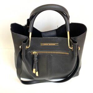 Steve Madden Shoulder Handbag Purse Tote Black Bucket Gold Tone Hardware